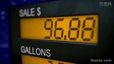 时间推移特写显示天然气价格迅速增加与放大